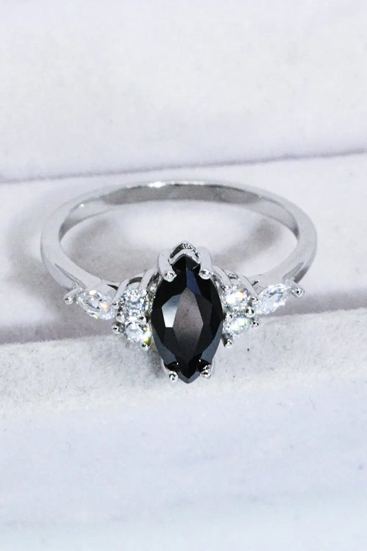 925 Sterling Silver Black Agate Ring - Crystal Vibrations & Healing