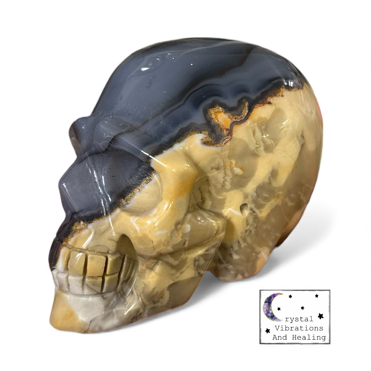 Volcanic Lava Agate Skull Carving