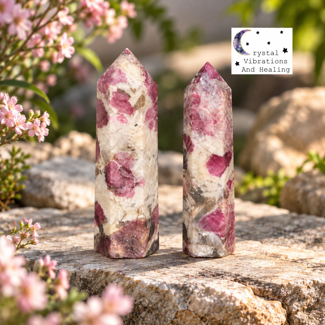 Pink Tourmaline with Smoky Quartz Obelisk Tower **