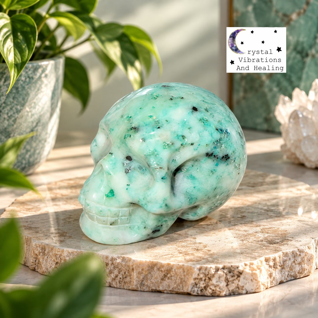 Phoenix Stone Skull Carving **