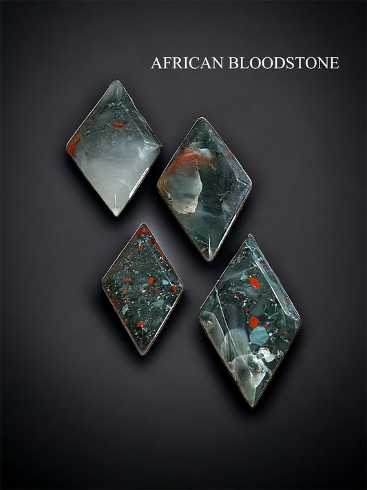 African Bloodstone Diamond Rhombus Shape Freeform