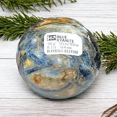 Blue Kyanite with Golden Mica Sphere