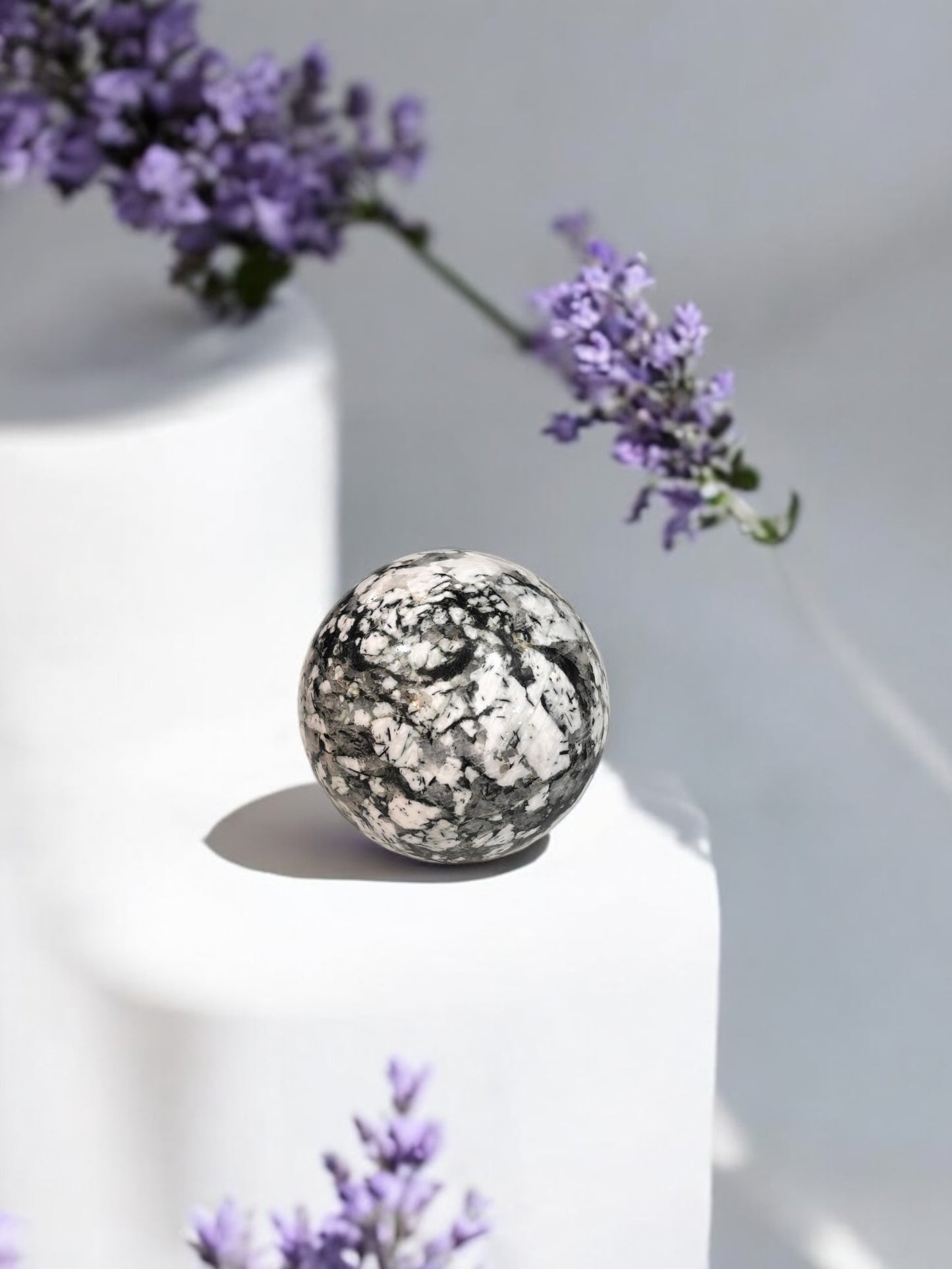 Black Tourmaline and Albite Sphere **