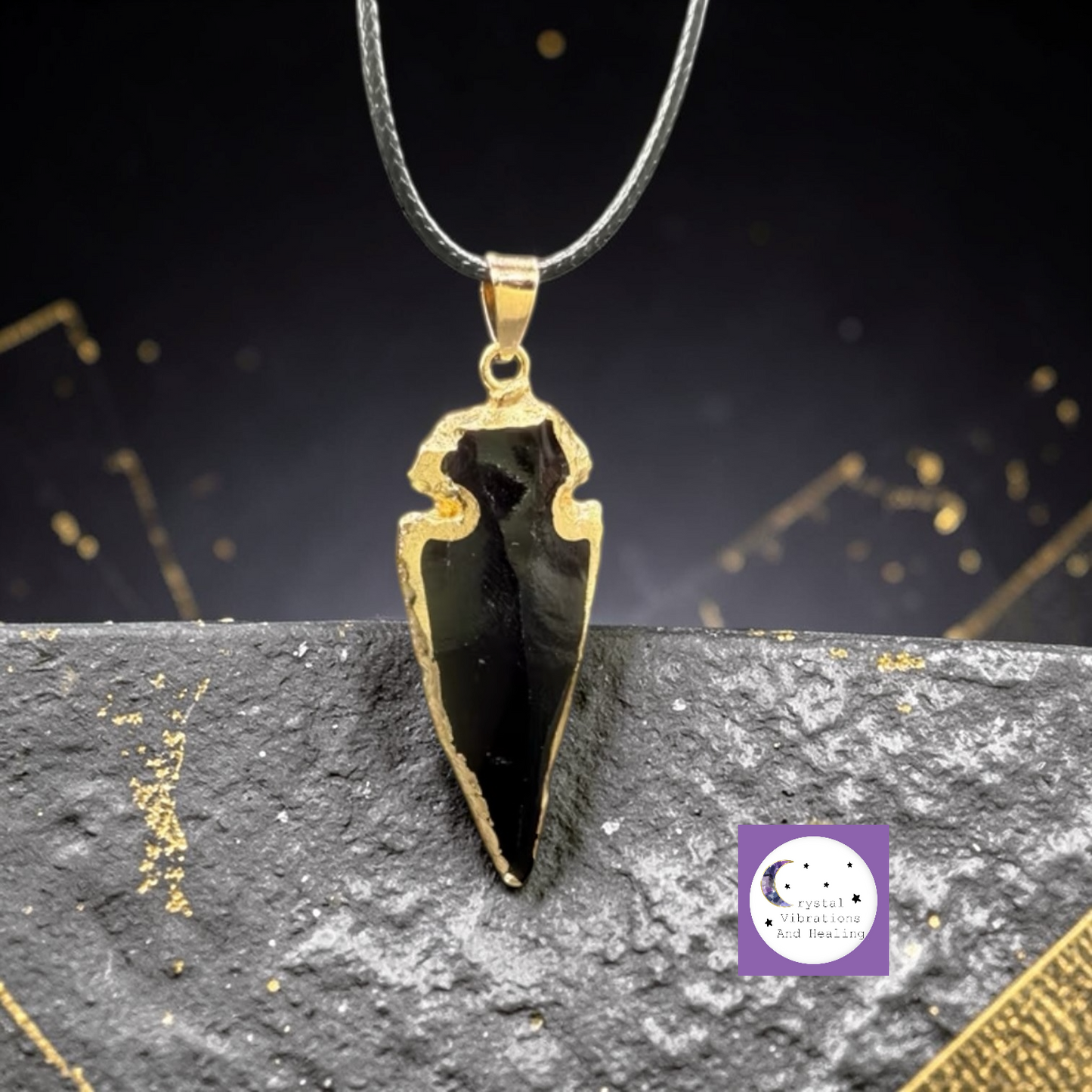 Black Obsidian Arrowhead Pendant Necklace *