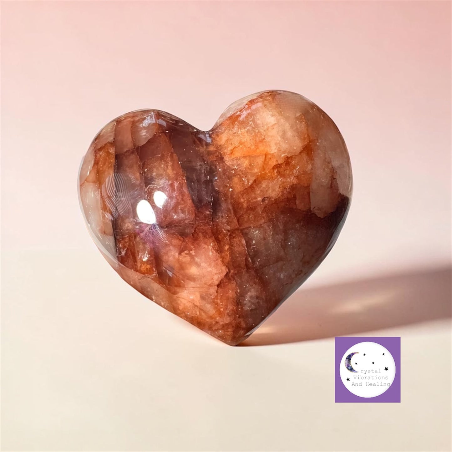 Fire Quartz, Red Healer, Hematoid Quartz Heart Carving **
