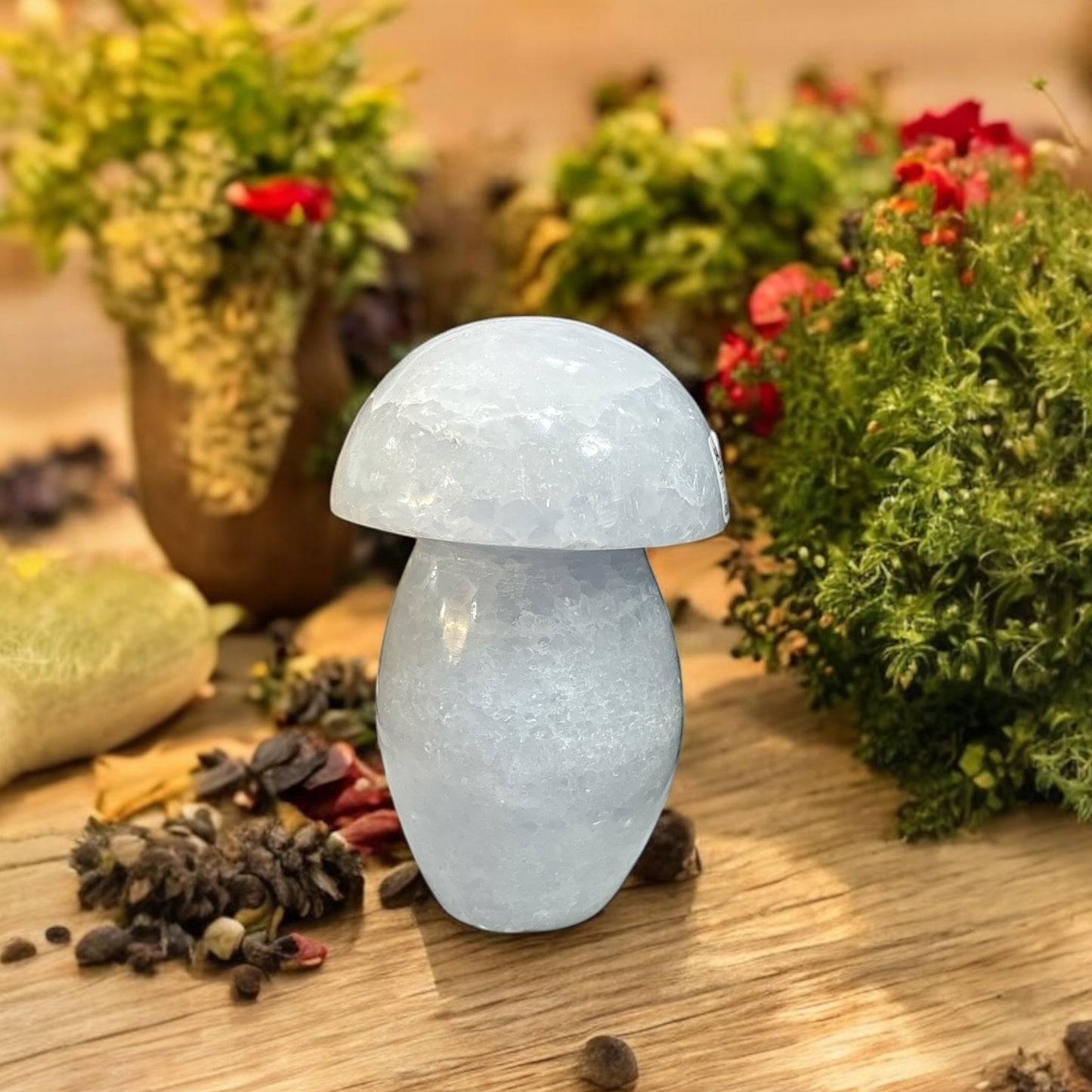 Celestite Mushroom Carving