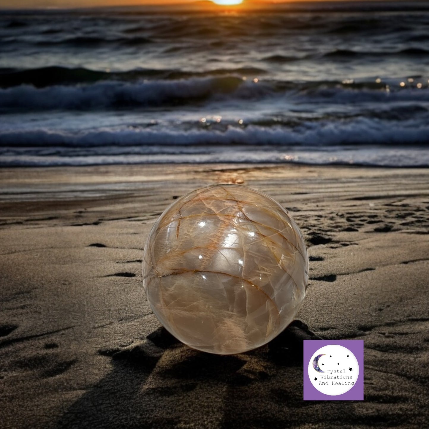 Orange Moonlight Sunstone Sphere *