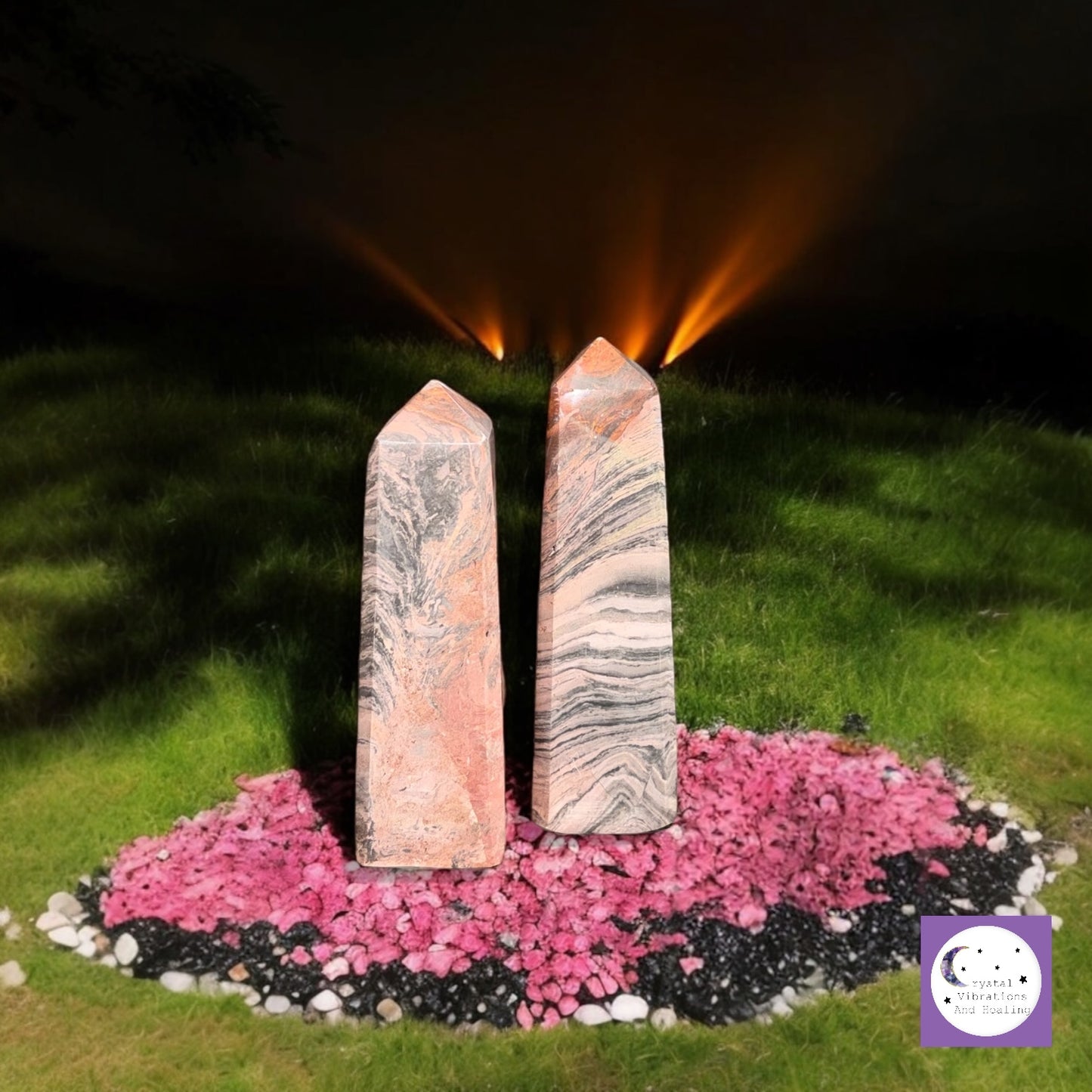 Pink Zebra Jasper Tower Obelisk Point *