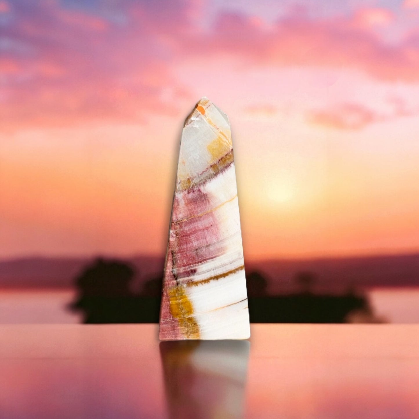 Peach Calcite Tower Obelisk Point *