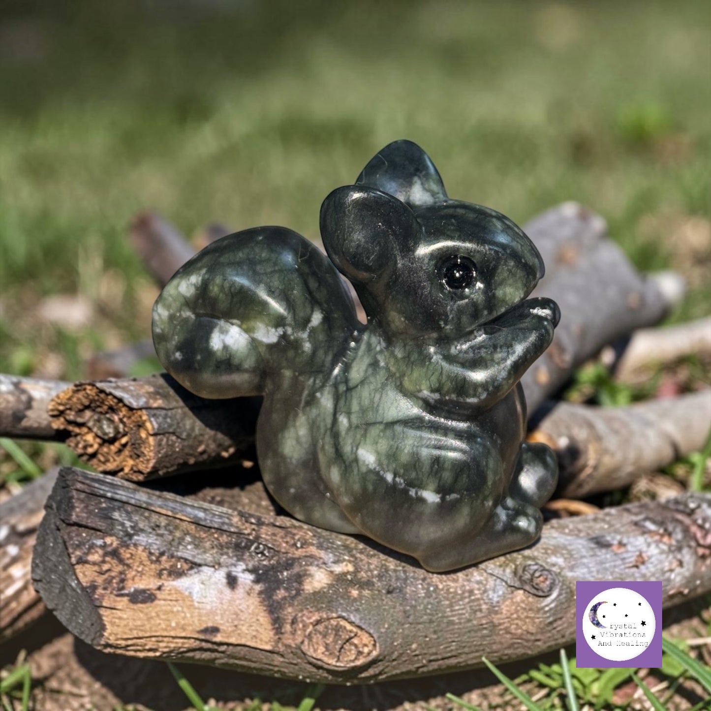 Green Jade Squirrel Carving