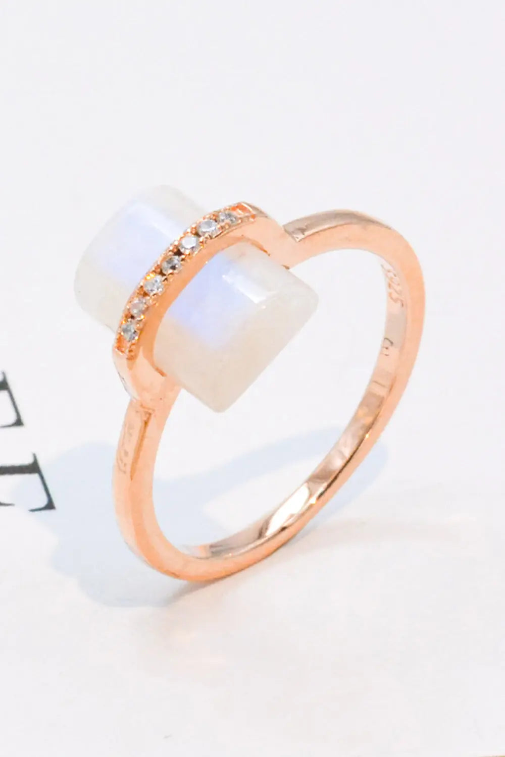 Natural Moonstone Platinum-Plated Ring - Crystal Vibrations & Healing