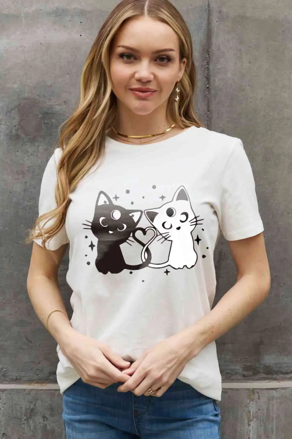 Simply Love Full Size Cats Graphic Cotton Tee - Image #3