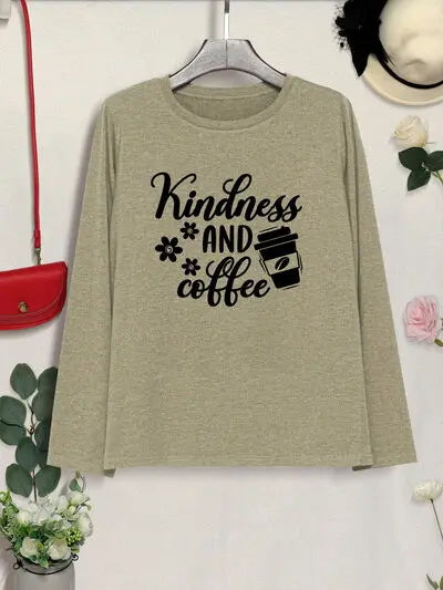 KINDNESS AND COFFEE Round Neck T-Shirt - Image #7