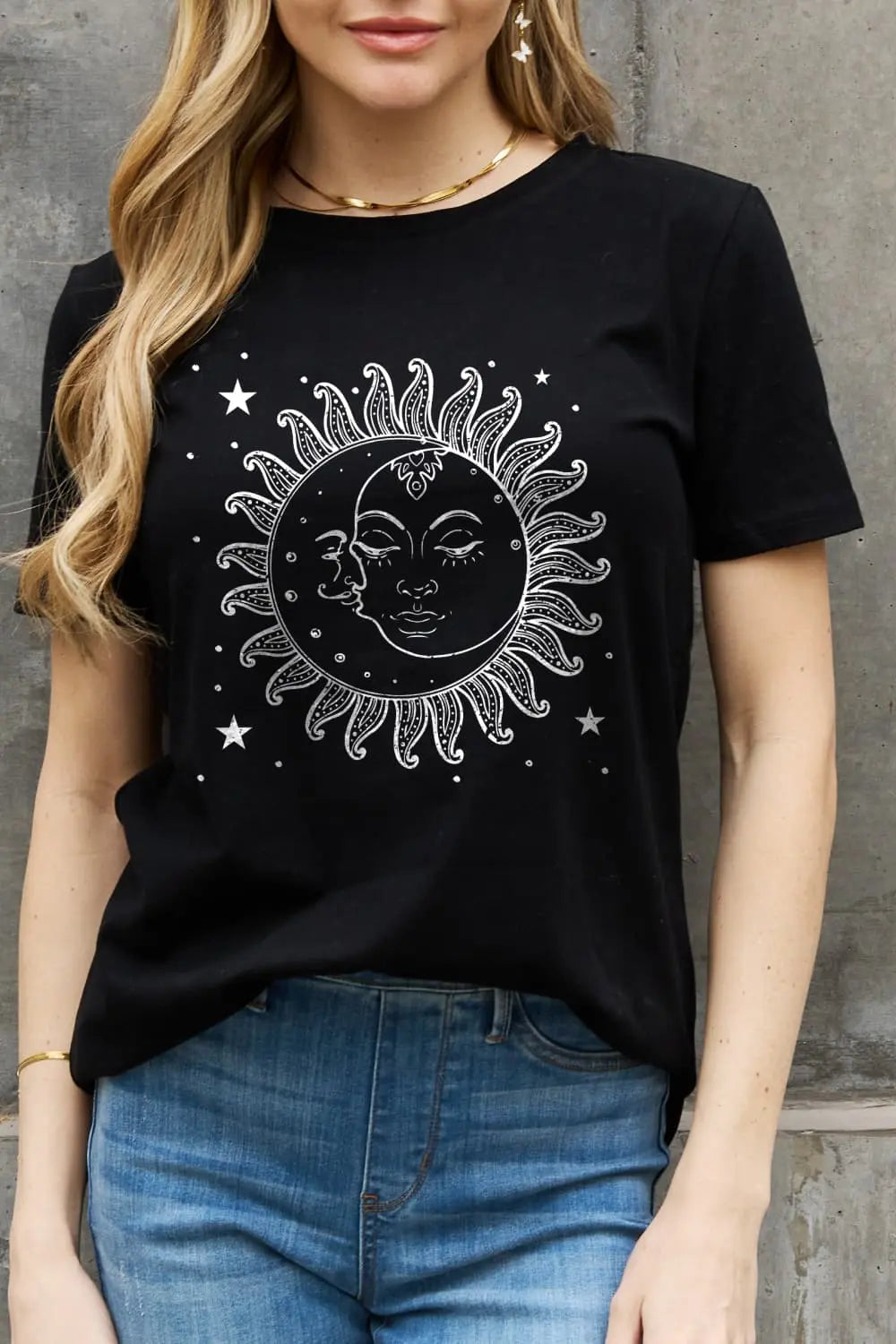 Simply Love Sun and Star Graphic Cotton Tee - Crystal Vibrations & Healing