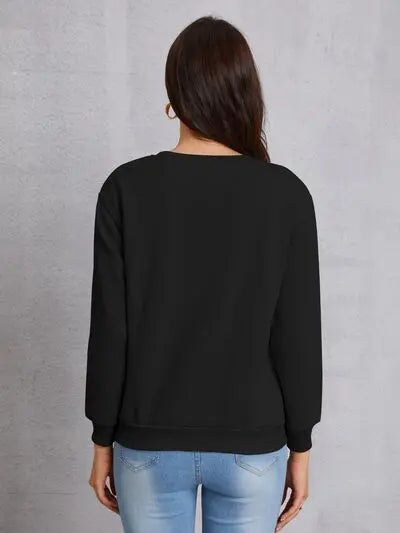 Graphic Round Neck Dropped Shoulder Sweatshirt - Image #5