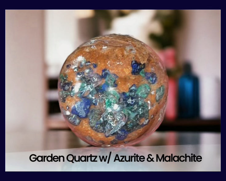 Garden Quartz with Azurite and Malachite Sphere