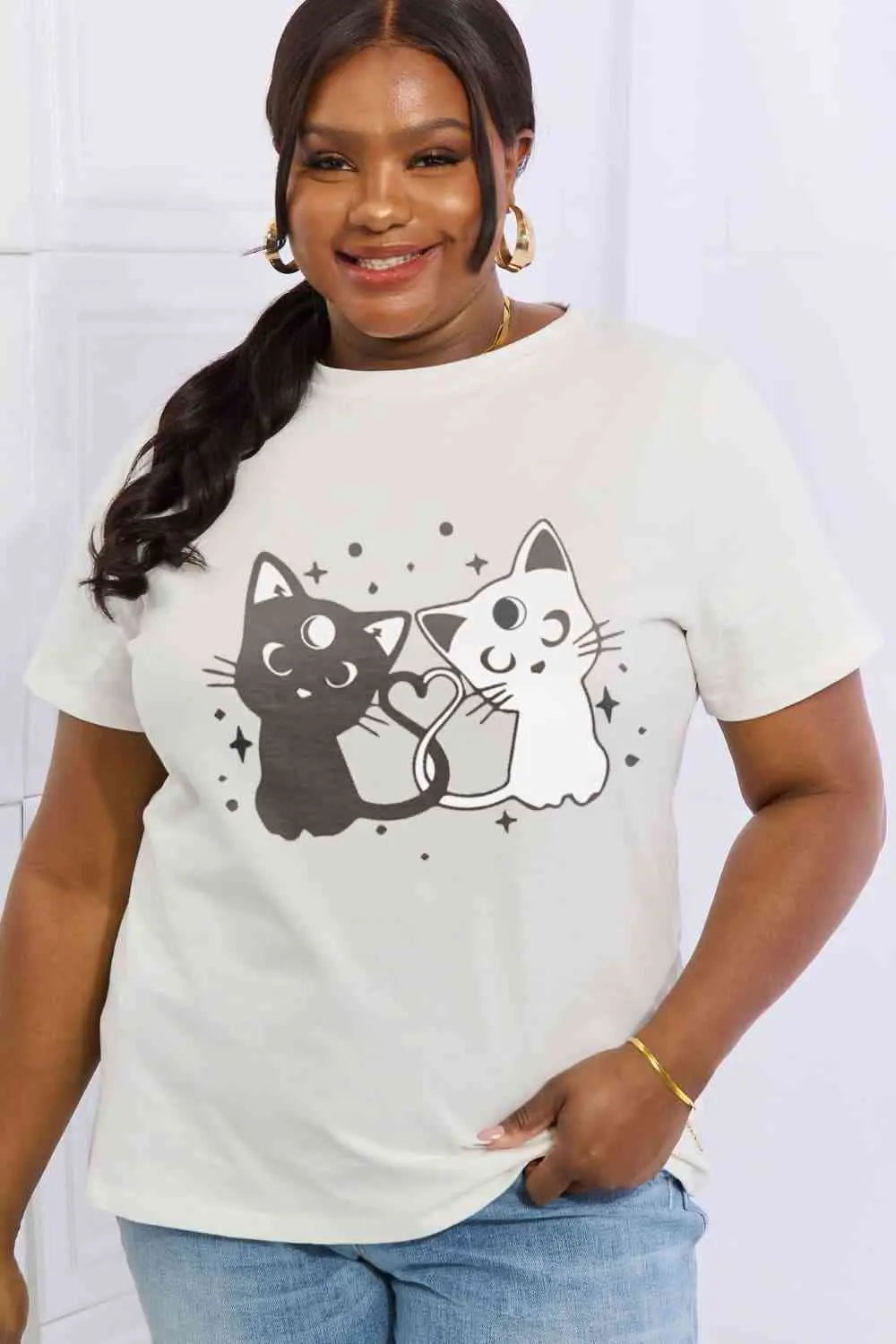 Simply Love Full Size Cats Graphic Cotton Tee - Image #4