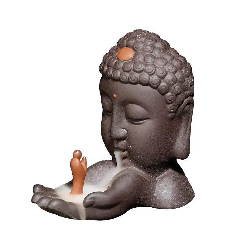 Buddha Head Handicraft Backflow Incense Burner Decoration - Crystal Vibrations & Healing