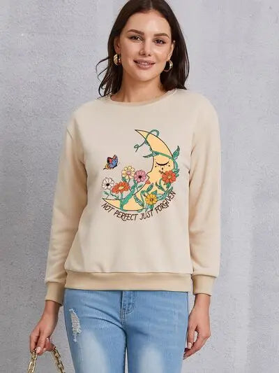 Graphic Round Neck Dropped Shoulder Sweatshirt - Image #10