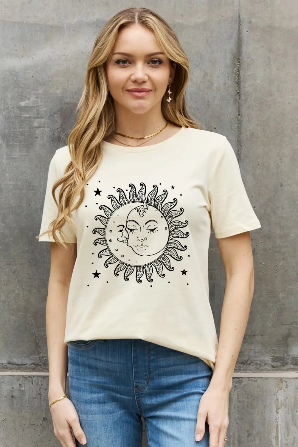 Simply Love Sun and Star Graphic Cotton Tee - Crystal Vibrations & Healing