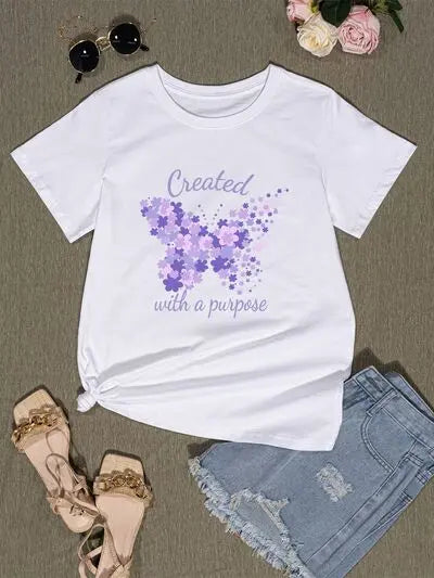 Butterfly Round Neck Short Sleeve T-Shirt - Image #11