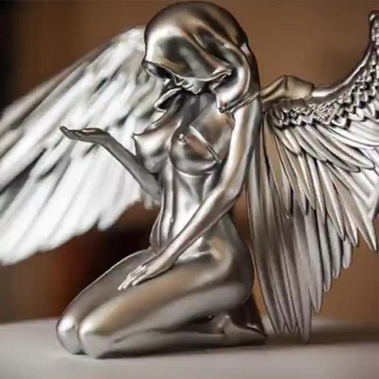 Kneeling Angel Wings Cape Hat Resin Ornament - Crystal Vibrations & Healing