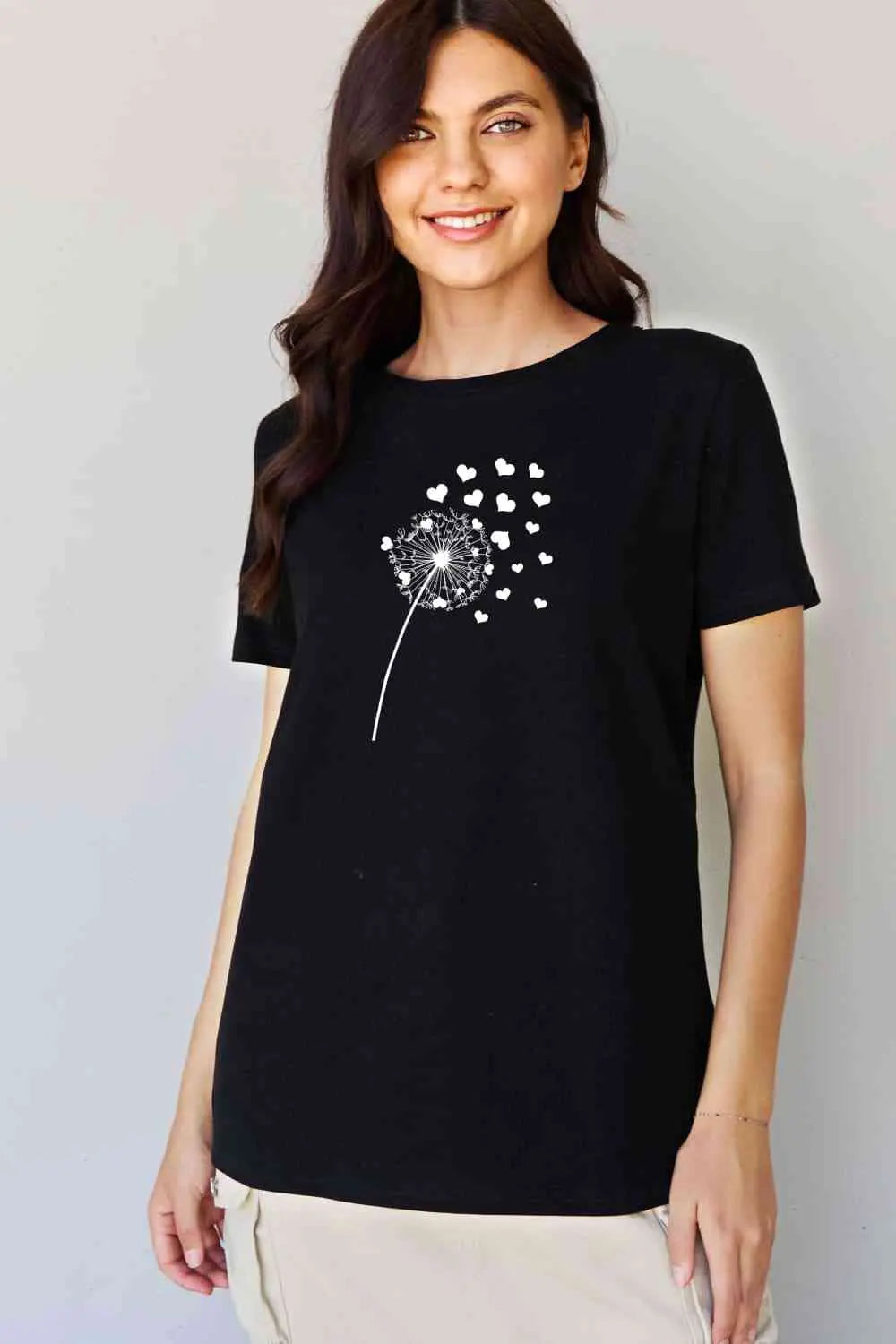 Simply Love Full Size Dandelion Heart Graphic Cotton T-Shirt - Image #4