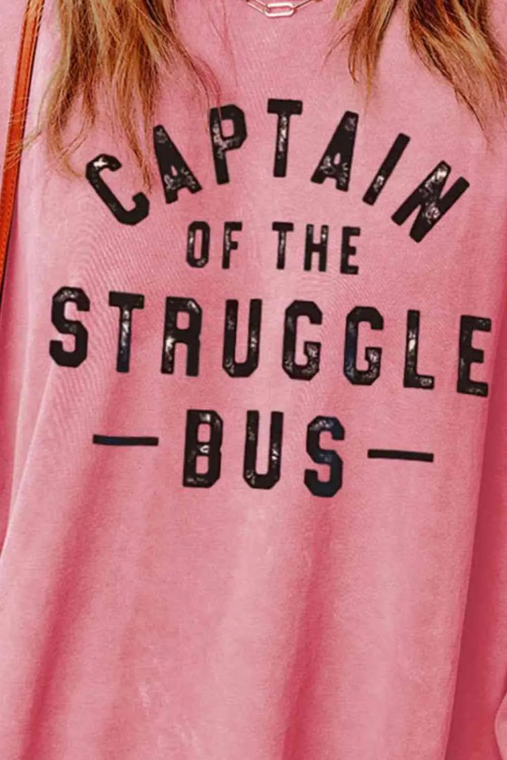 Slogan Graphic Dropped Shoulder Slit Sweatshirt - Image #3