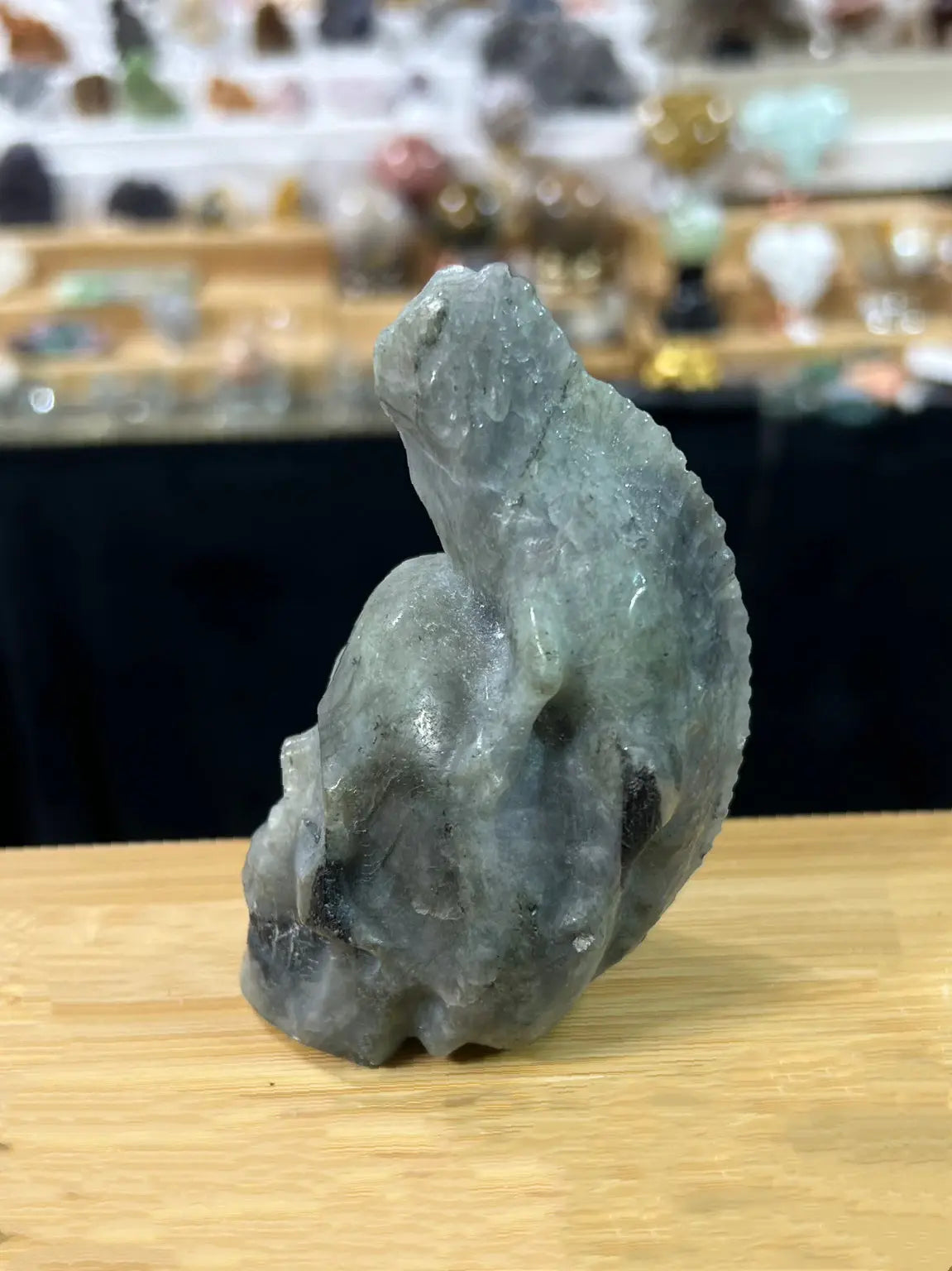 Labradorite Skull with Iguana - Image #3