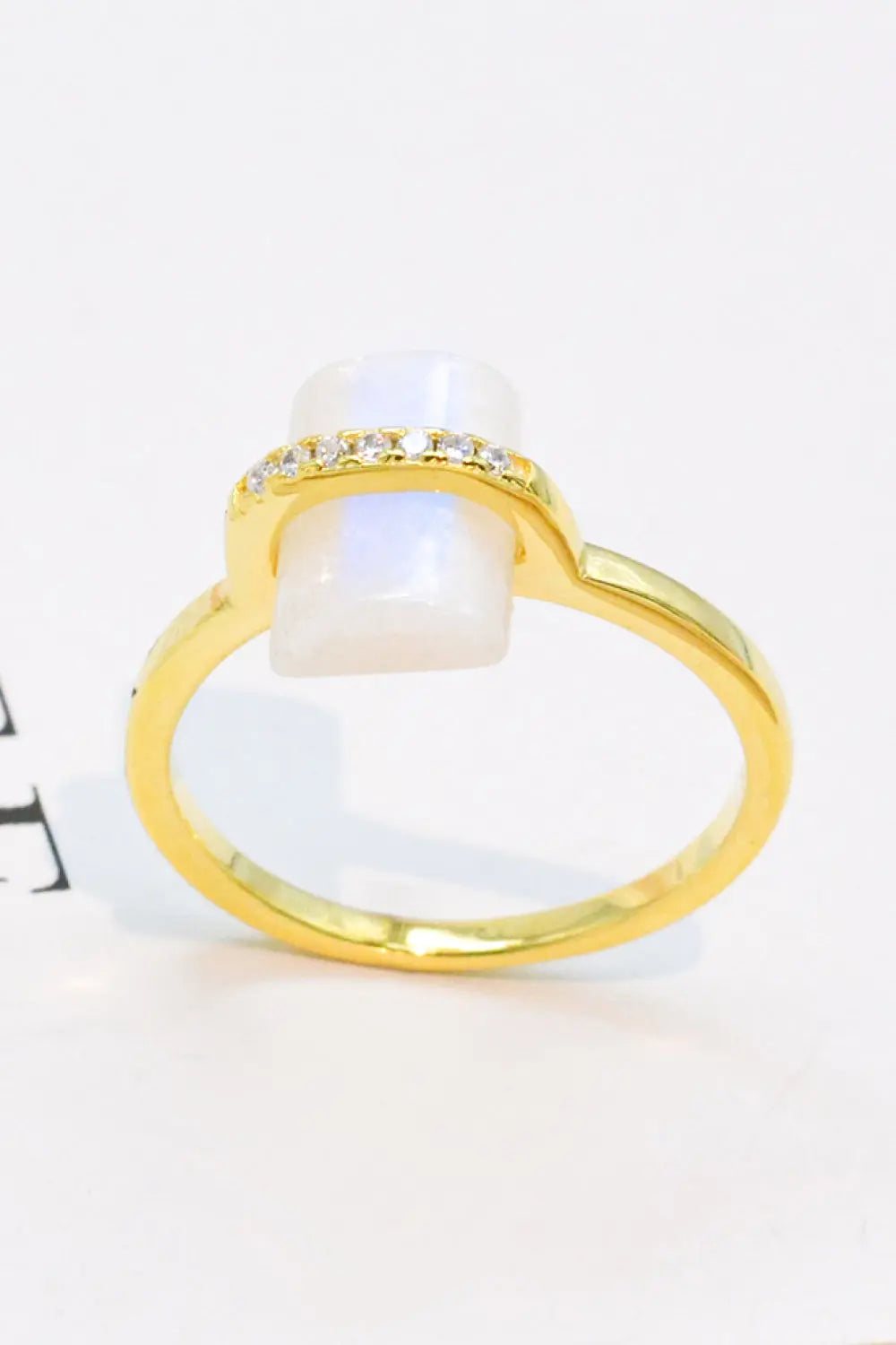 Natural Moonstone Platinum-Plated Ring - Crystal Vibrations & Healing