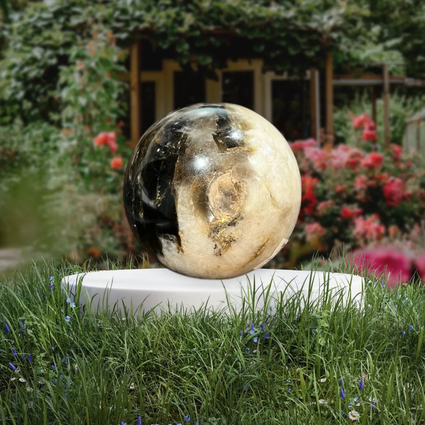 Smokey Quartz Moonstone with Siver Mica Sphere - Image #2