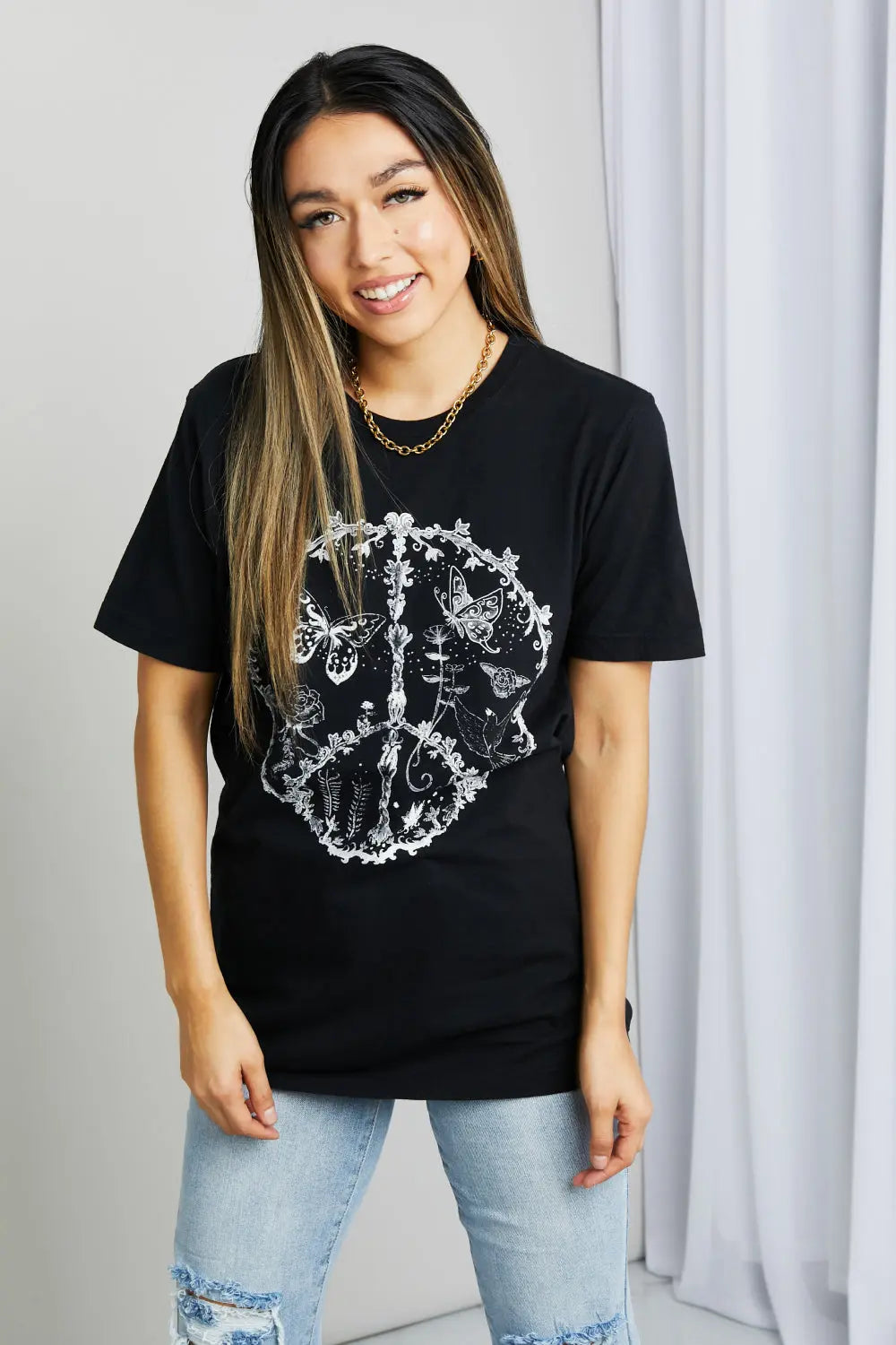 mineB Full Size Butterfly Graphic Tee Shirt - Crystal Vibrations & Healing