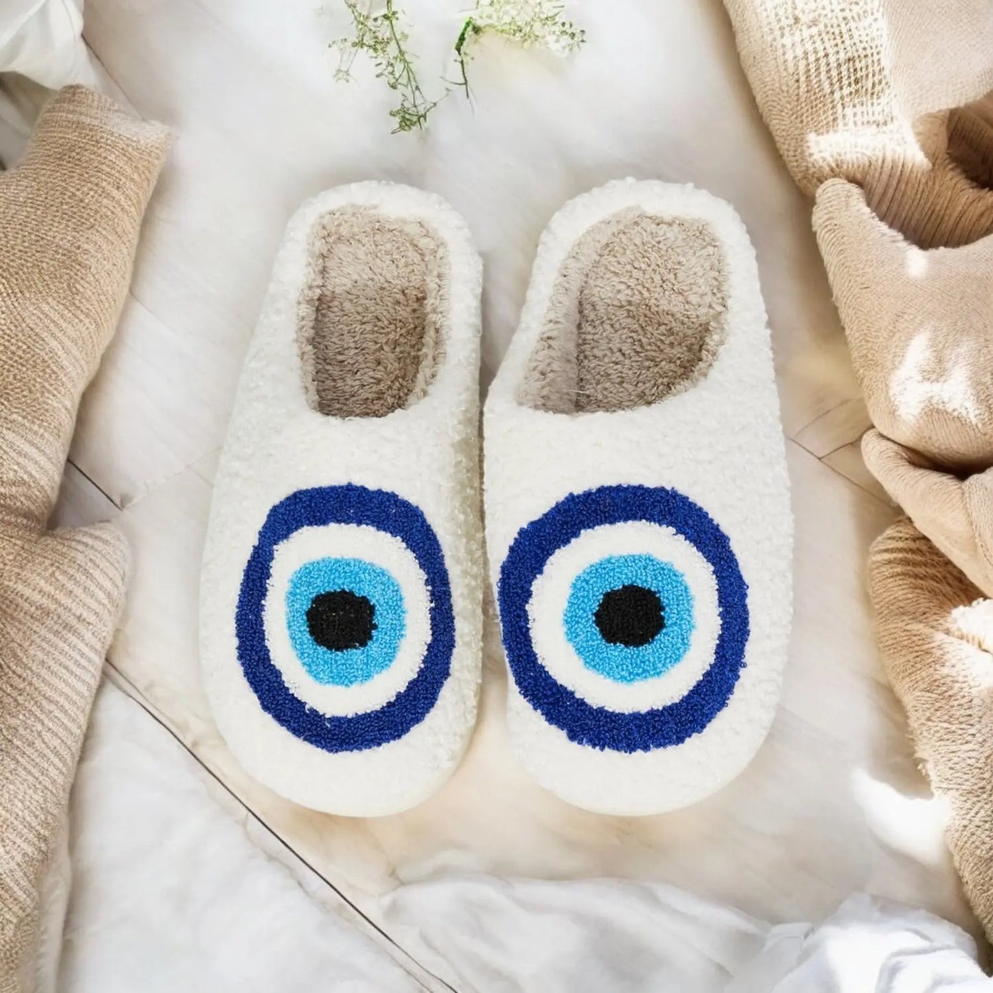 Turkish Evil Eye Plush Slipper - Image #1