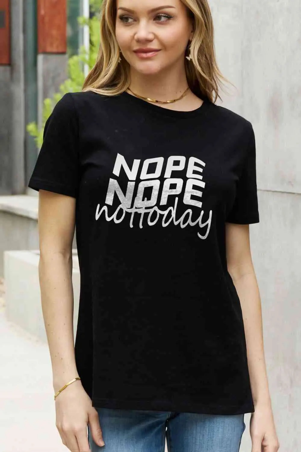 Simply Love Full Size NOPE NOPE NOT TODAY Graphic Cotton Tee - Image #10