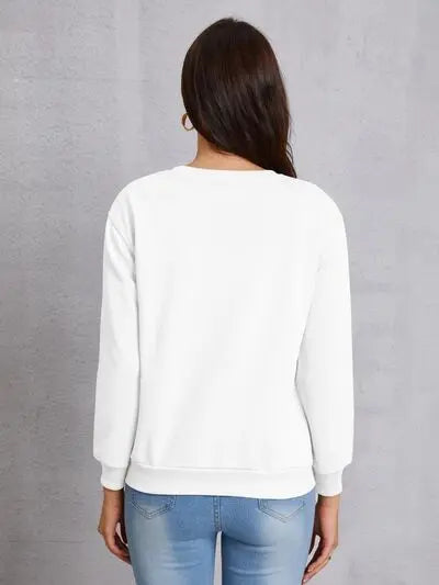 Graphic Round Neck Dropped Shoulder Sweatshirt - Image #2