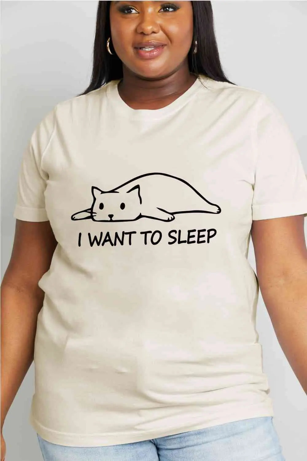 Simply Love Full Size I WANT TO SLEEP Graphic Cotton Tee - Image #10