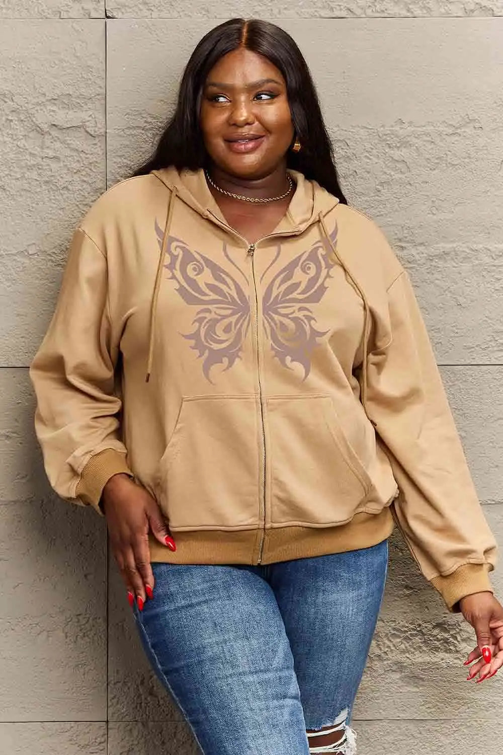 Simply Love Full Size Butterfly Graphic Hoodie - Image #5