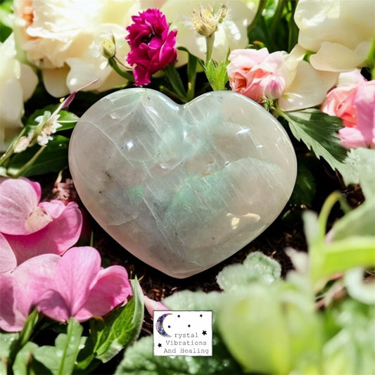 Green Moonstone Heart Carving *