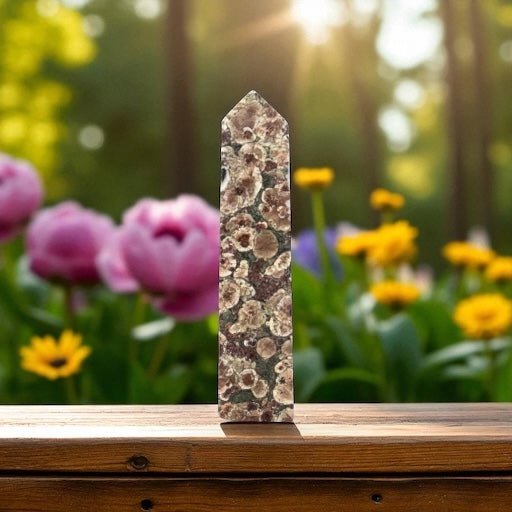 Green Cherry Blossom Jasper Obelisk Tower *