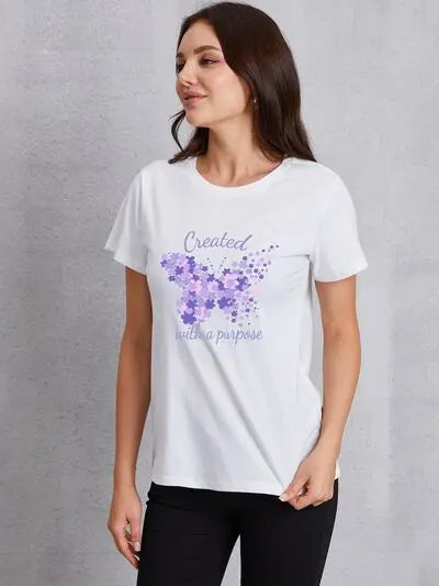 Butterfly Round Neck Short Sleeve T-Shirt - Image #9