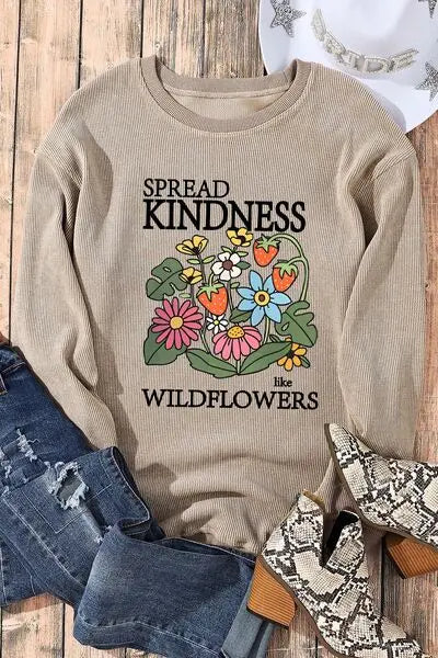 SPREAD KINDNESS LIKE WILDFLOWERS Round Neck Sweatshirt - Image #2