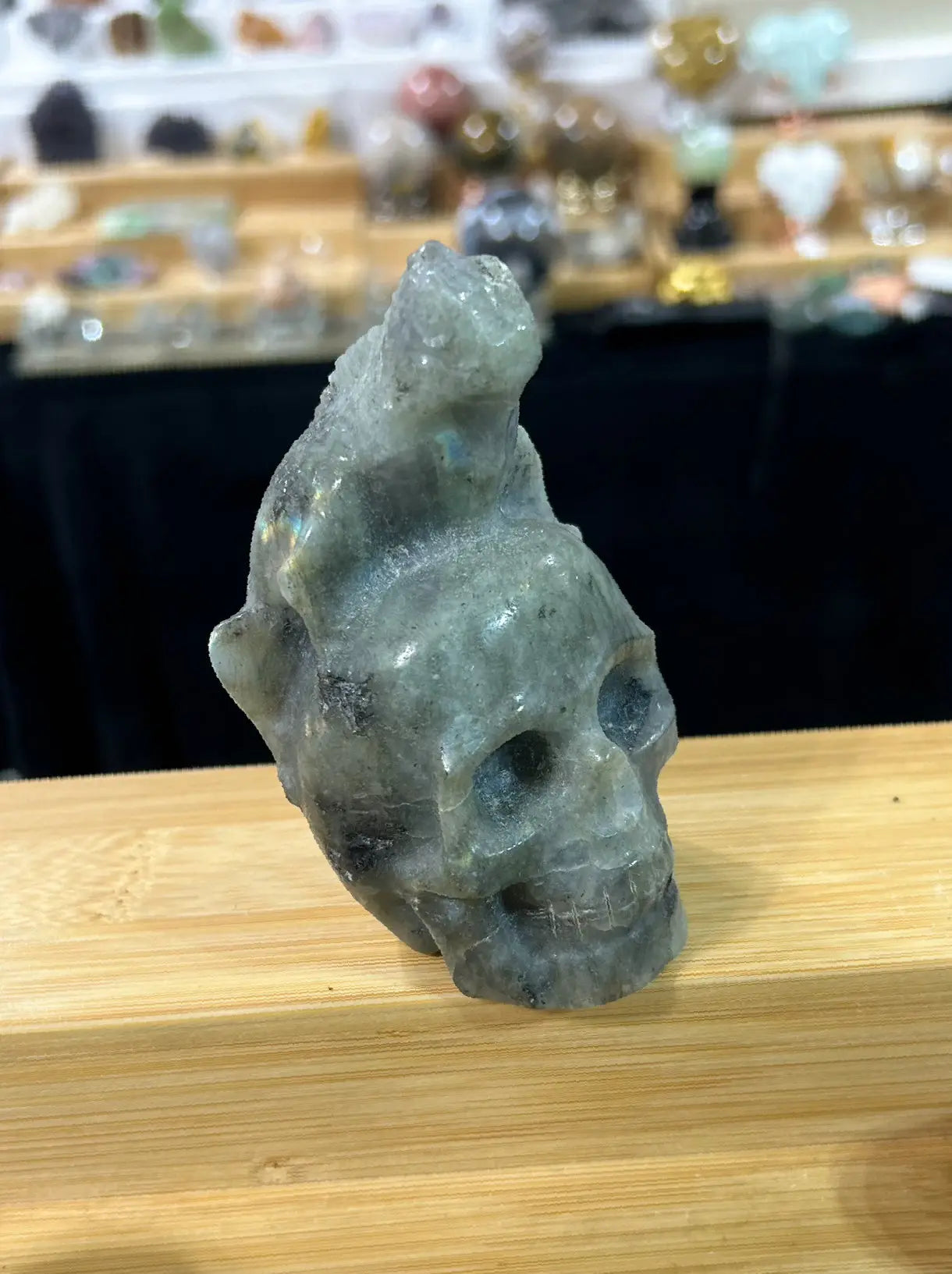 Labradorite Skull with Iguana - Image #5