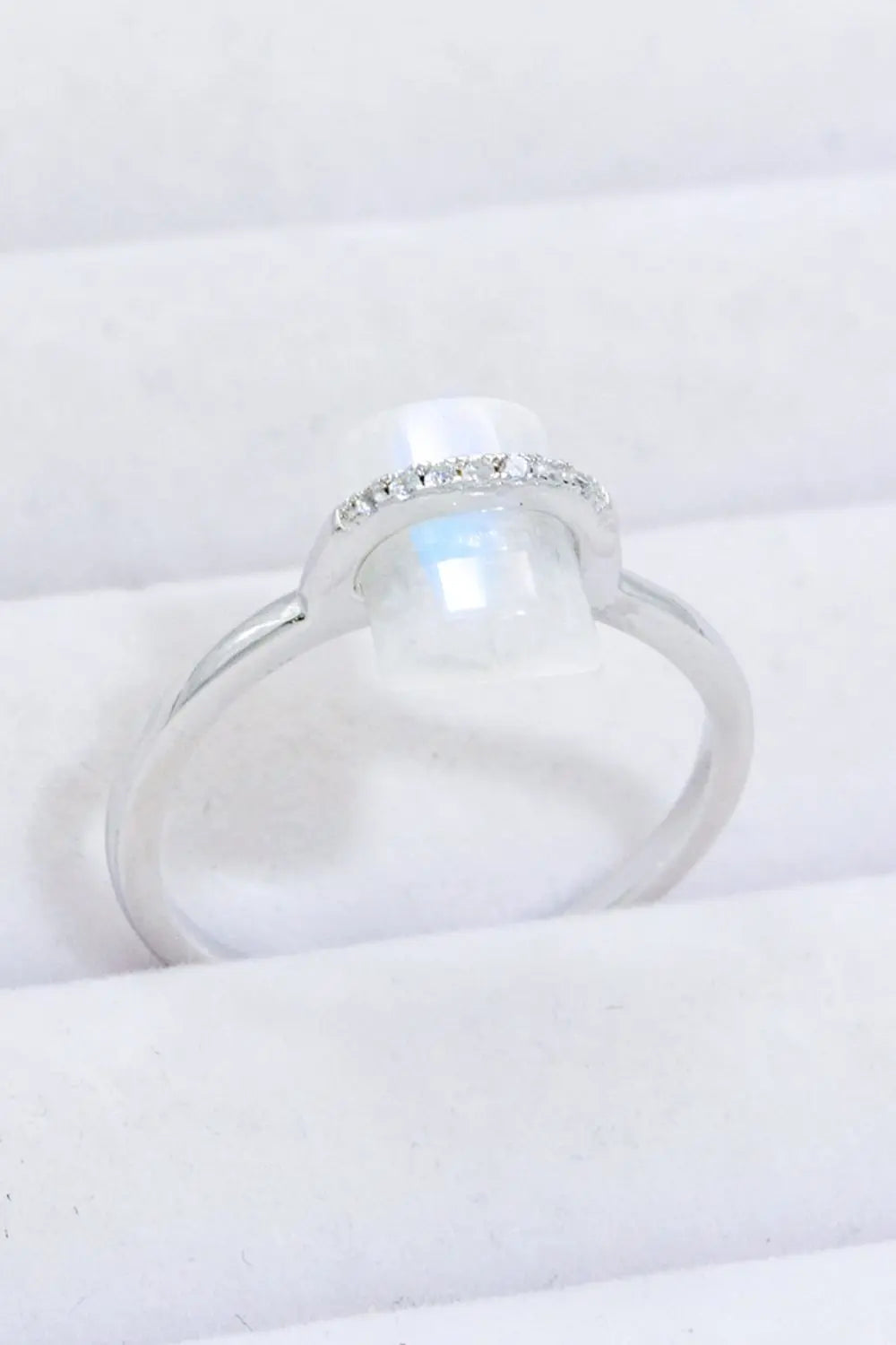 Natural Moonstone Platinum-Plated Ring - Crystal Vibrations & Healing