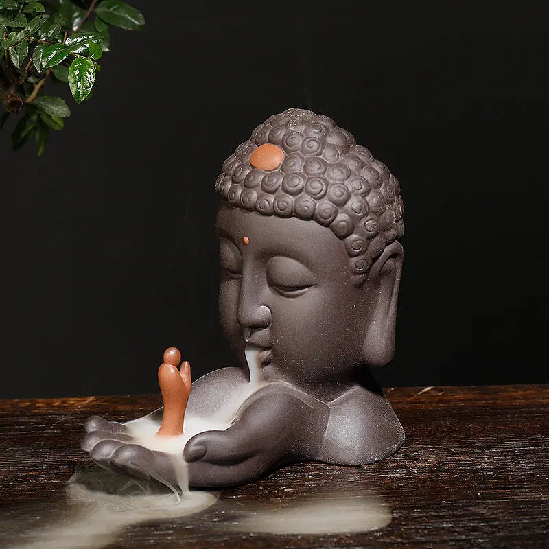 Buddha Head Handicraft Backflow Incense Burner Decoration - Crystal Vibrations & Healing