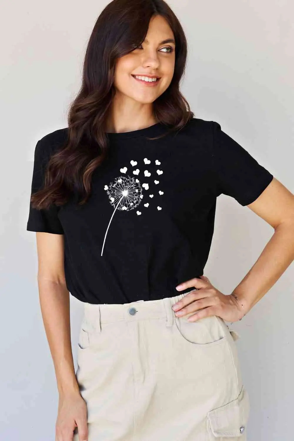Simply Love Full Size Dandelion Heart Graphic Cotton T-Shirt - Image #5