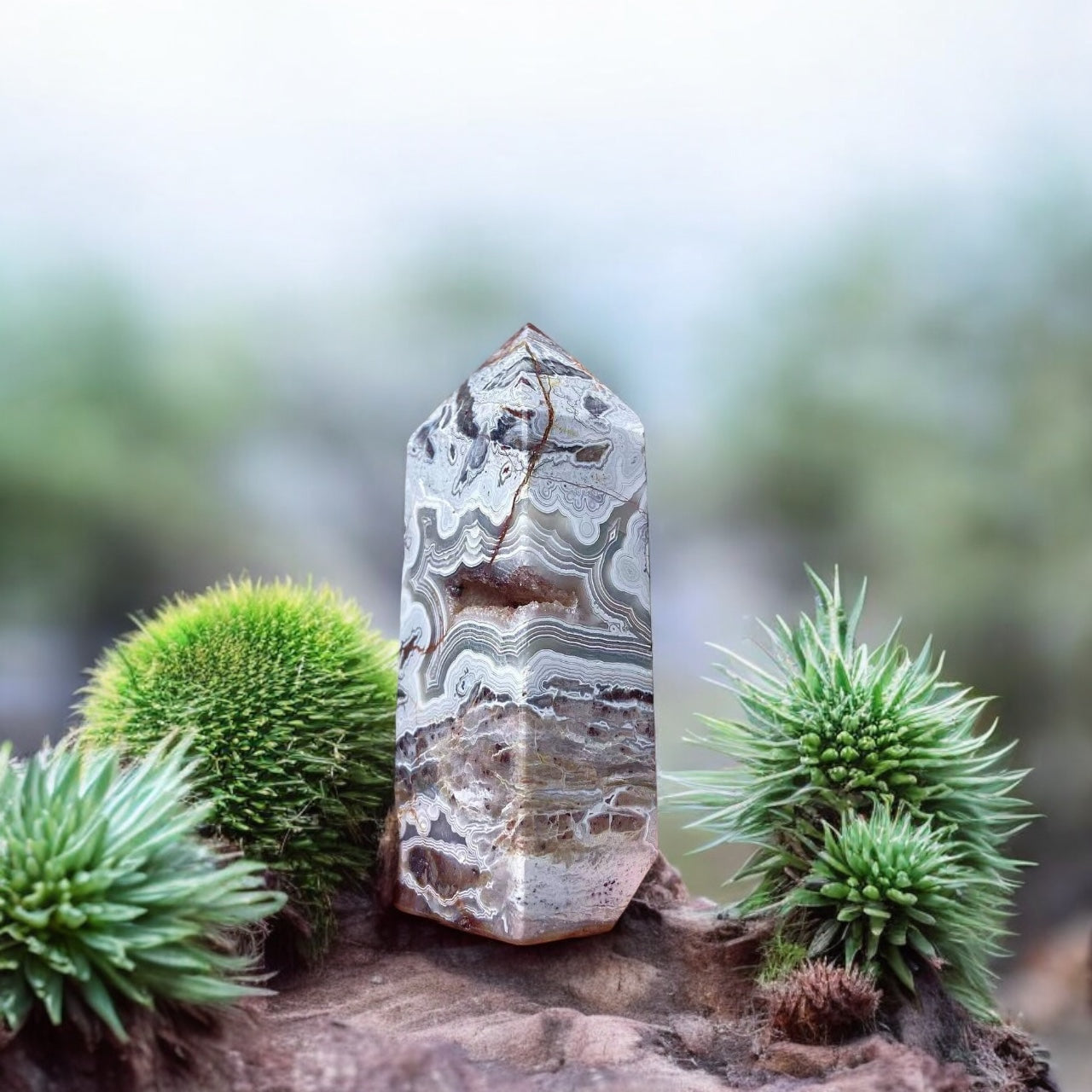 Mexican Agate Tower Obelisk Point *