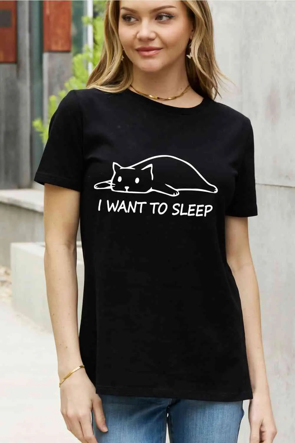 Simply Love Full Size I WANT TO SLEEP Graphic Cotton Tee - Image #3