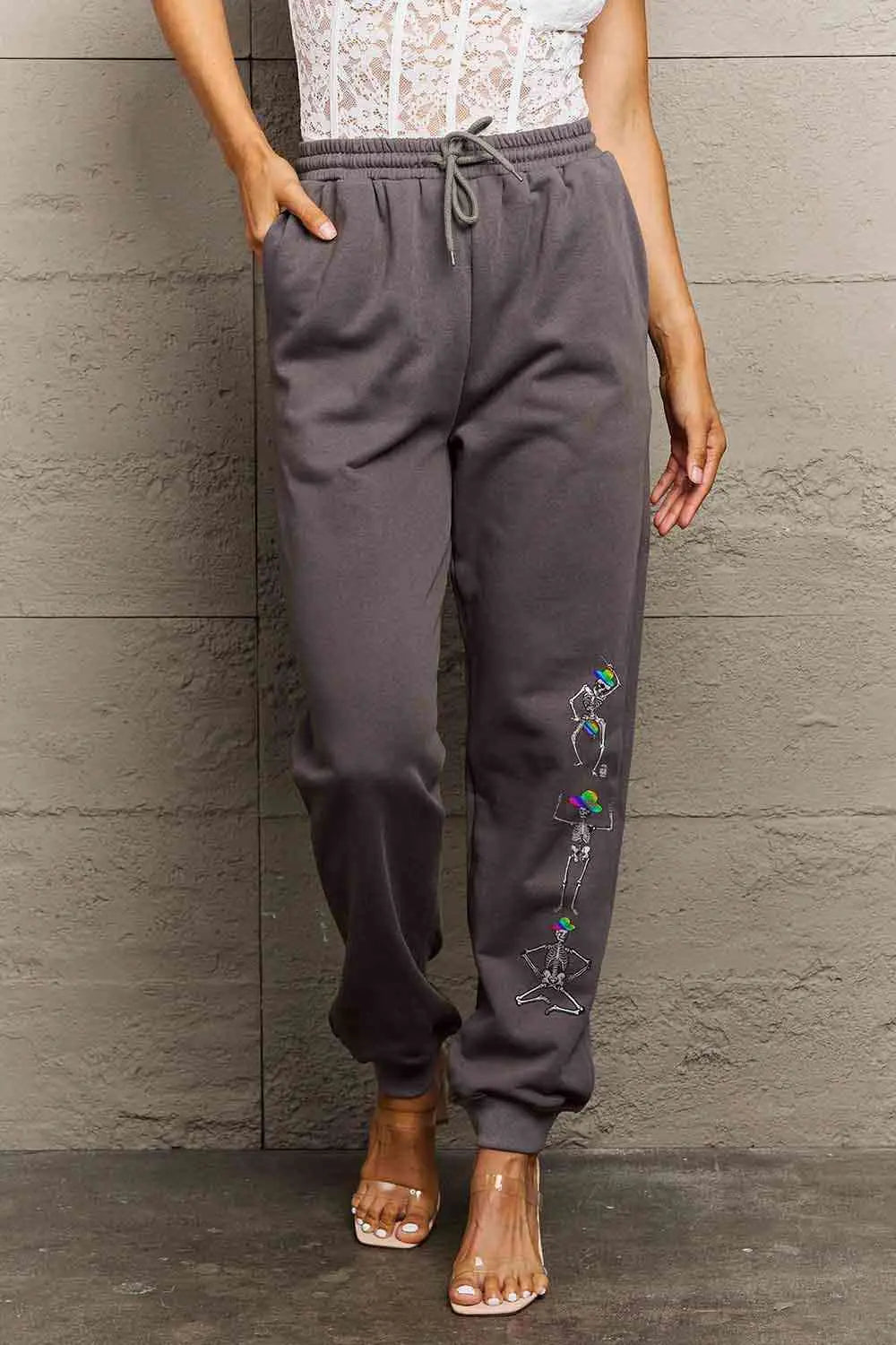 Simply Love Full Size SKELETON Graphic Sweatpants - Image #1