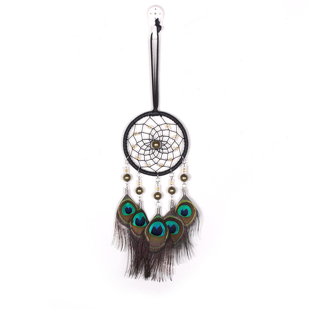 Peacock Feather Dream Catcher - Crystal Vibrations & Healing