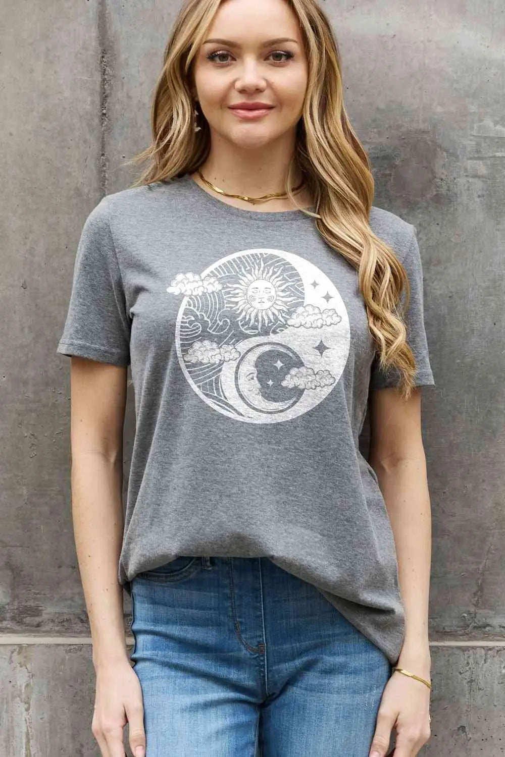 Simply Love Simply Love Full Size Sun and Moon Graphic Cotton Tee - Image #1